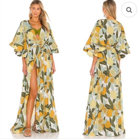 Andrea Iyamah Dresses & Skirts - Andrea Iyamah Lemon Print Kimono Cover-Up